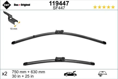 119447 Щетка стеклоочистителя SWF підбір по vin на Brocar