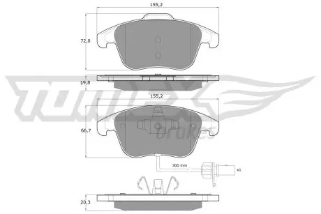 1675 KLOCKI HAMULC. AUDI A4 (B8) 08- PRZÓD TOMEX підбір по vin на Brocar