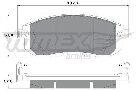 1756 KLOCKI HAMULC. NISSAN TIIDA 07- PRZÓD TOMEX подбор по vin на Brocar