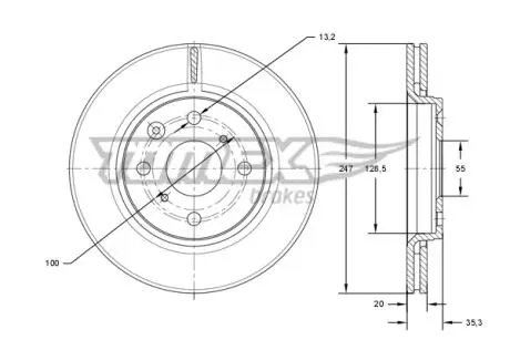 TX7155 TARCZA HAMULC. TOYOTA AYGO 05- (+ABS) TOMEX підбір по vin на Brocar