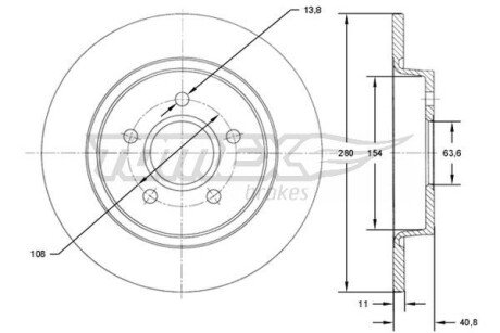 TX7175 TARCZA HAMULC. FORD FOCUS II 04- TYŁ TOMEX підбір по vin на Brocar