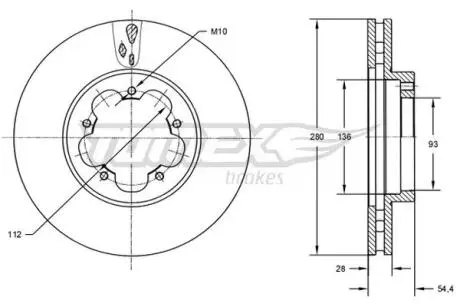 TX7284 TARCZA HAMULC. FORD TRANSIT 06- PRZÓD TOMEX подбор по vin на Brocar