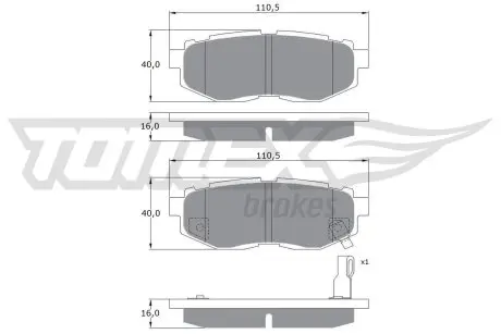 1766 KLOCKI HAMULC. SUBARU TRIBECA 05- TYŁ TOMEX підбір по vin на Brocar