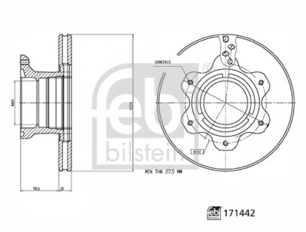 171442 TARCZA HAMULC. MERCEDES VARIO 96- TYŁ FEBI BILSTEIN підбір по vin на Brocar