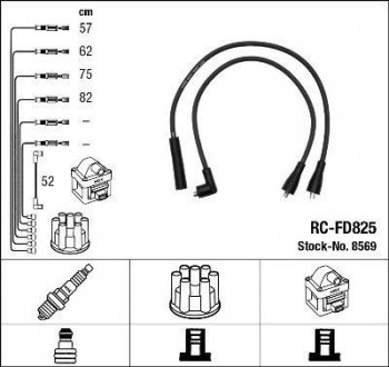 RCFD825 Комплект кабелей высоковольтных NGK подбор по vin на Brocar