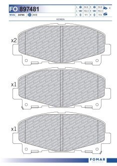 FO897481 KLOCKI HAMULC. HONDA ACCORD 08- PRZÓD FOMAR подбор по vin на Brocar