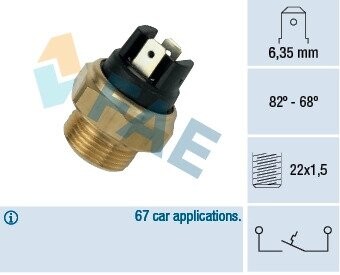 37350 Термовыключатель, вентилятор радиатора FAE підбір по vin на Brocar