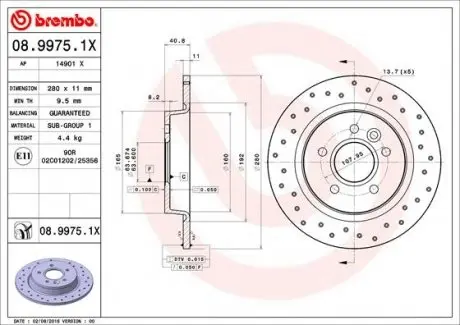 0899751X Тормозной диск BREMBO подбор по vin на Brocar
