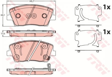 GDB2253 KLOCKI HAMULC. KIA STINGER 17- PRZÓD TRW підбір по vin на Brocar