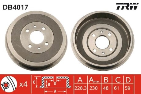DB4017 Тормозной барабан TRW підбір по vin на Brocar