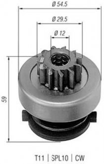 AMB0257 Бендикс (z=11) CITROEN 1,8-2,1D PEUGEOT Jumper 1,9D MAGNETI MARELLI підбір по vin на Brocar