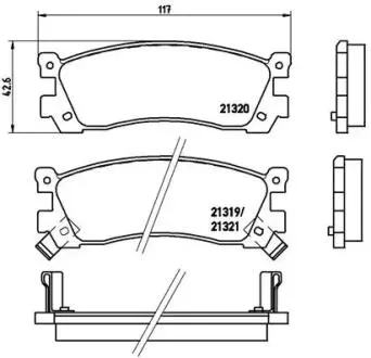 P49025 Комплект тормозных колодок, дисковый тормоз BREMBO підбір по vin на Brocar