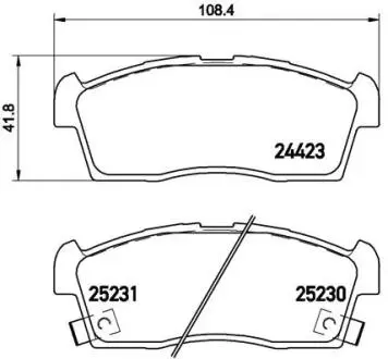 P61108 Комплект гальмівних колодок, дискове гальмо BREMBO підбір по vin на Brocar