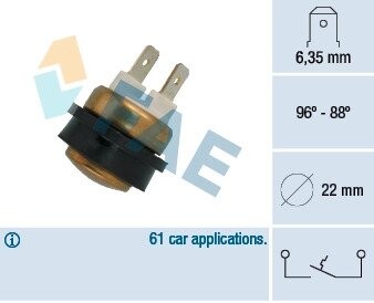 36080 Термовимикач вентилятора радіатора FAE підбір по vin на Brocar