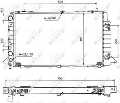 50528 Радиатор охлаждения Audi 80/Coupe 1.9D/2.0 89-96 NRF підбір по vin на Brocar