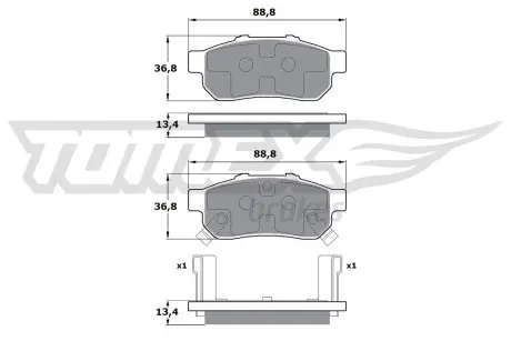 1722 KLOCKI HAMULC. HONDA CIVIC 95- 01TYŁ TOMEX подбор по vin на Brocar