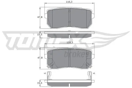 1750 KLOCKI HAMULC. KIA CARNIVAL 06- TYŁ TOMEX подбор по vin на Brocar
