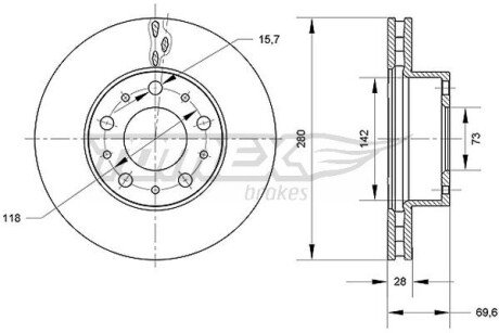 TX7095 TARCZA HAMULC. FIAT DUCATO 06- PRZÓD TOMEX подбор по vin на Brocar