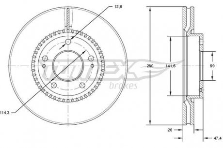 TX7135 TARCZA HAMULC. KIA SPORTAGE 04- WEN. TOMEX подбор по vin на Brocar