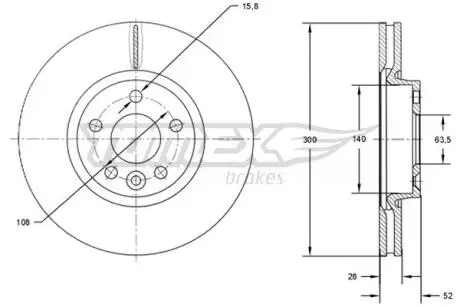 TX7156 TARCZA HAMULC. FORD MONDEO 07- PRZÓD TOMEX підбір по vin на Brocar