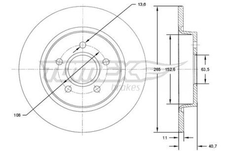 TX7194 TARCZA HAMULC. FORD FOCUS II 04- TYŁ TOMEX подбор по vin на Brocar