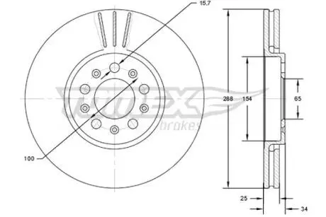 TX7204 TARCZA HAMULC. VW GOLF IV 97-03 1,8T TOMEX підбір по vin на Brocar
