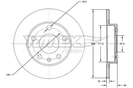 TX7270 TARCZA HAMULC. OPEL INSIGNIA 08- TYŁ TOMEX подбор по vin на Brocar