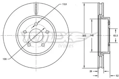 TX7280 TARCZA HAMULC. FORD MONDEO 07- PRZÓD TOMEX підбір по vin на Brocar