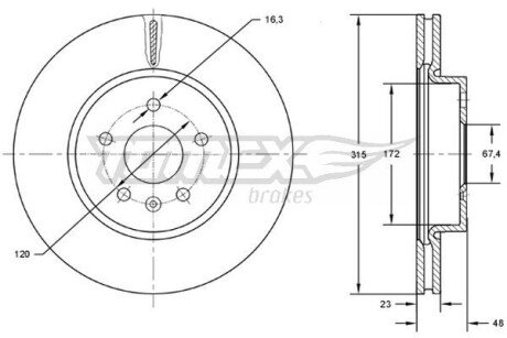 TX7297 TARCZA HAMULC. OPEL INSIGNIA 08- TYŁ TOMEX підбір по vin на Brocar