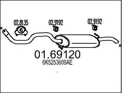 0169120 Глушник MTS підбір по vin на Brocar