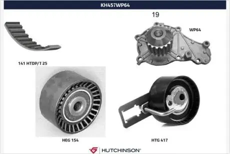 KH457WP64 ZESTAW ROZRZĽDU Z POMPĽ WODY CITROEN HUTCHINSON підбір по vin на Brocar