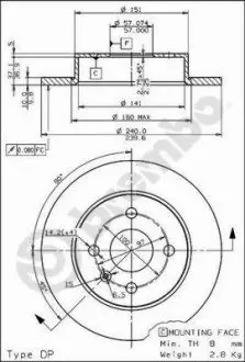 08762675 Тормозной диск BREMBO подбор по vin на Brocar