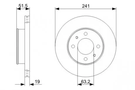 0986479377 Диск тормозной (передний) Hyundai Accent II 1.3-1.6 00-05 (240,8x19) (вентилир.) BOSCH підбір по vin на Brocar