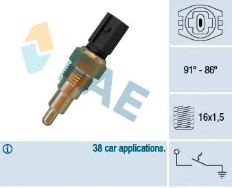 36670 Термовимикач вентилятора радіатора FAE підбір по vin на Brocar