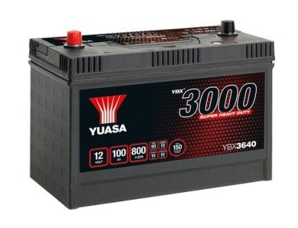 YBX3640 AKUMULATOR 100AH/800A P+ YUASA CARGO YUASA подбор по vin на Brocar