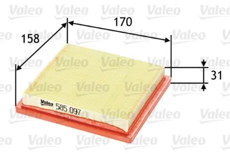 585097 Повітряний фільтр VALEO підбір по vin на Brocar