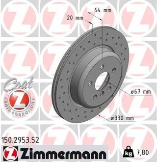 150295352 TARCZA HAMULC. BMW 5 G30,F90 16- PT ZIMMERMANN підбір по vin на Brocar