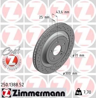 250138852 TARCZA HAMULC. FORD MUSTANG 15- TYŁ ZIMMERMANN підбір по vin на Brocar