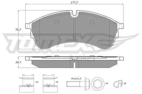 1859 Гальмівні колодки дискові VW CRAFTER 16- PRZÓD TOMEX підбір по vin на Brocar