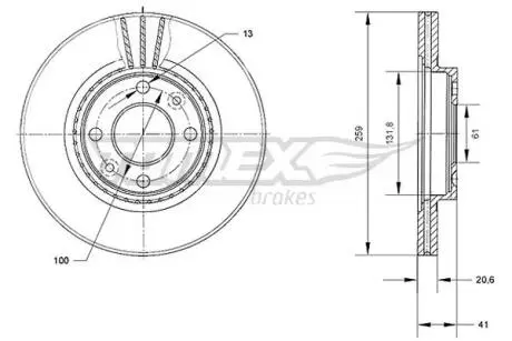 TX7010 TARCZA HAMULC. RENAULT MEGANE 96-02 TOMEX подбор по vin на Brocar