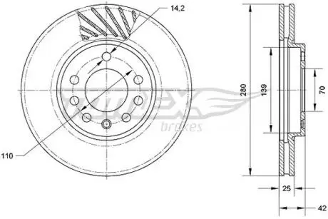 TX7011 TARCZA HAMULC. OPEL ASTRA G,H 98-10 TOMEX підбір по vin на Brocar
