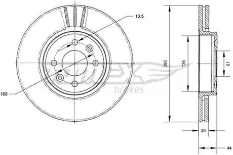 TX7022 TARCZA HAMULC. RENAULT LAGUNA 97-01 TOMEX підбір по vin на Brocar