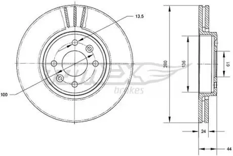 TX7022 TARCZA HAMULC. RENAULT LAGUNA 97-01 TOMEX підбір по vin на Brocar