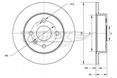 TX7023 TARCZA HAMULC. OPEL ASTRA G 98- TYŁ TOMEX подбор по vin на Brocar