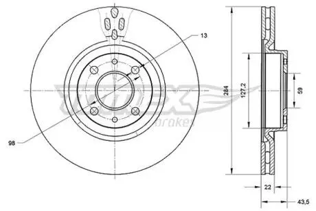 TX7083 TARCZA HAMULC. FIAT BRAVO 07- PRZÓD TOMEX подбор по vin на Brocar