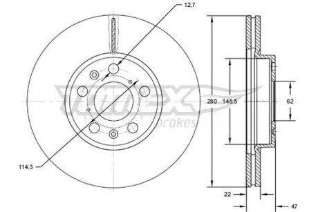 TX7273 TARCZA HAMULC. FIAT SEDICI 06- PRZÓD TOMEX подбор по vin на Brocar