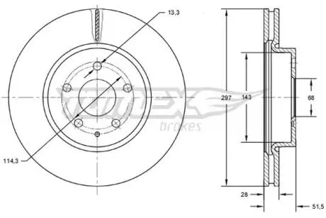TX7277 TARCZA HAMULC. MAZDA CX-5 11- PRZÓD TOMEX підбір по vin на Brocar