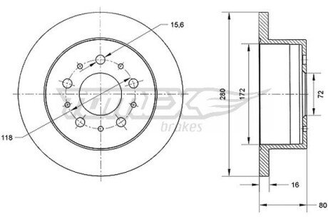 TX7061 TARCZA HAMULC. FIAT DUCATO 06- TYŁ TOMEX подбор по vin на Brocar