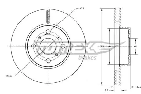 TX7072 TARCZA HAMULC. NISSAN ALMERA 00-06 TOMEX підбір по vin на Brocar