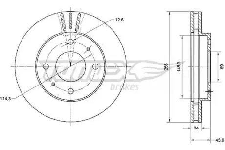 TX7074 TARCZA HAMULC. VOLVO S40,V40 95-97 TOMEX подбор по vin на Brocar